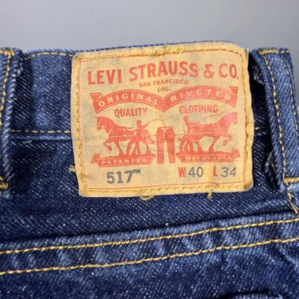 Levis 517 Bootcut Jeans Mens 40x34 Blue Denim Dark Wash Western Workwear